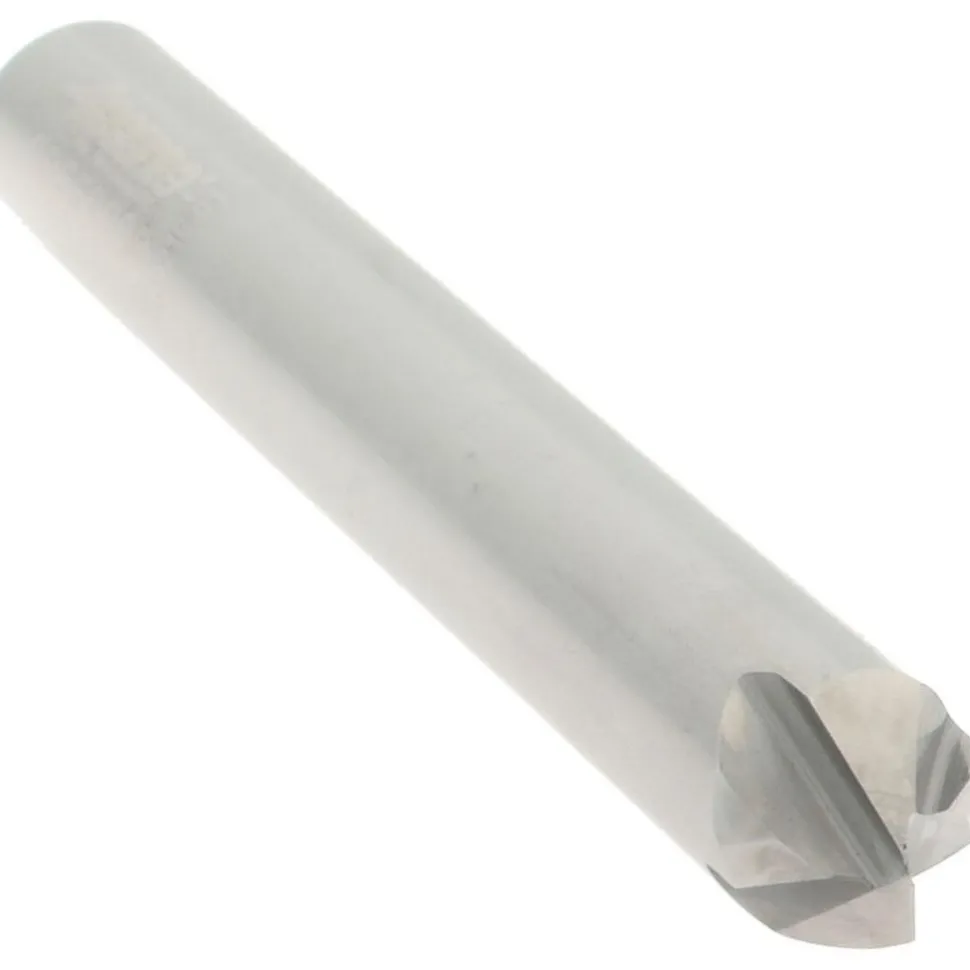 Chamfer Mill: 1/4" Dia, 1/4" Shank Dia, 90.00 deg, 4 Flute, Solid Carbide, Single End