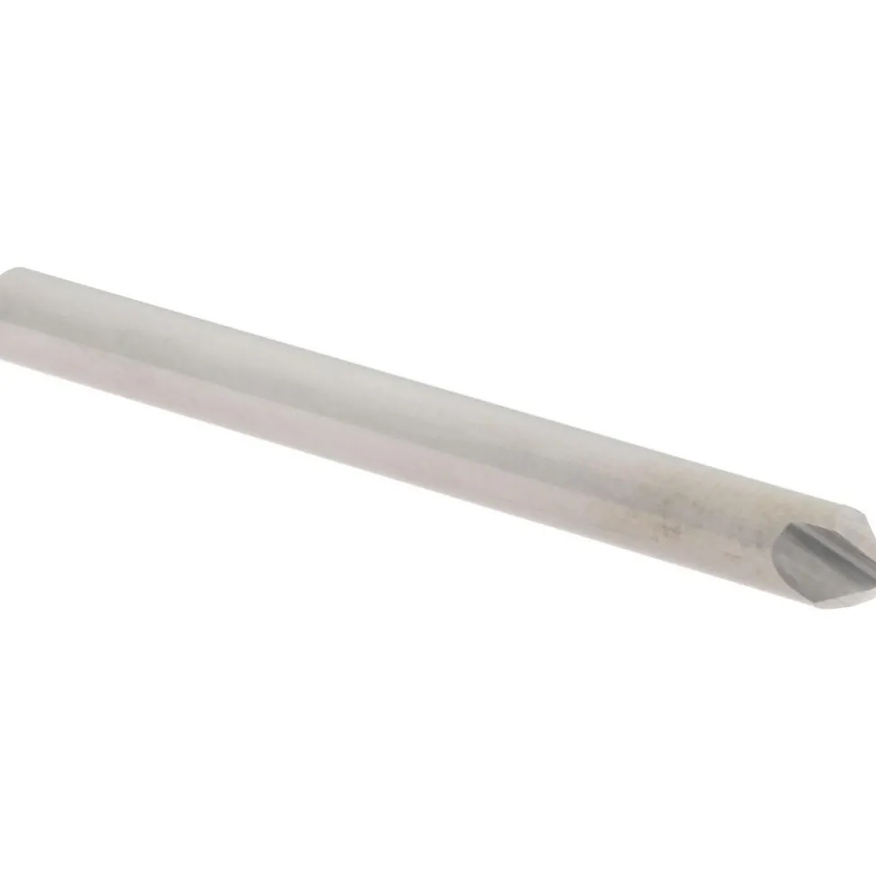 Chamfer Mill: 1/8" Dia, 1/8" Shank Dia, 90.00 deg, 2 Flute, Solid Carbide, Single End