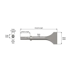 Chipping Hammer: Scaling, 3" Head Width, 9" OAL, 1/2" Shank Dia