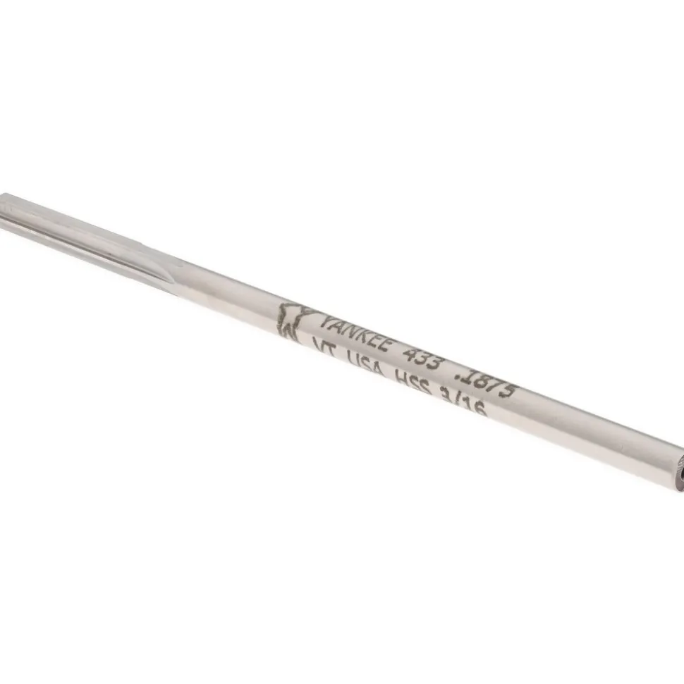 Chucking Reamer: 3/16" Dia, 4-1/2" OAL, 1-1/8" Flute Length, Straight Flute, Straight-Cylindrical Shank, HSS