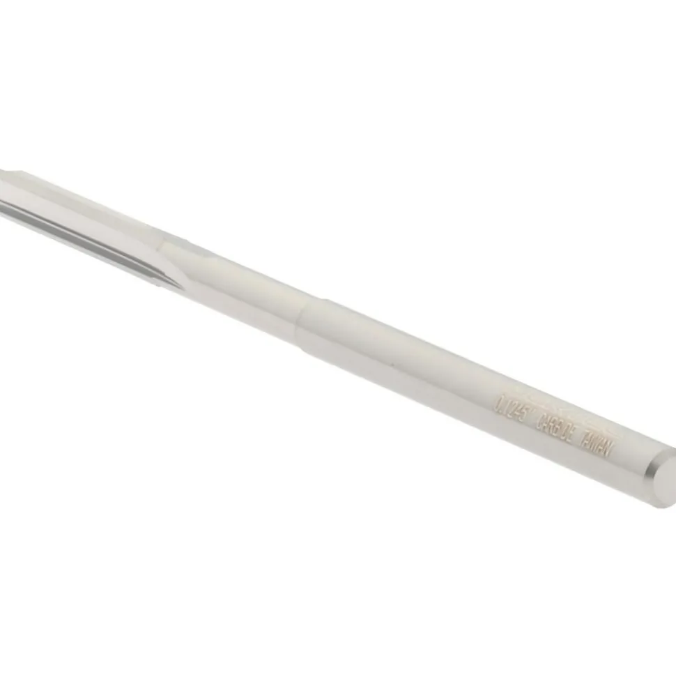 Chucking Reamer: 0.1245" Dia, 2-1/4" OAL, 5/8" Flute Length, Straight Flute, Straight-Cylindrical Shank, Solid Carbide