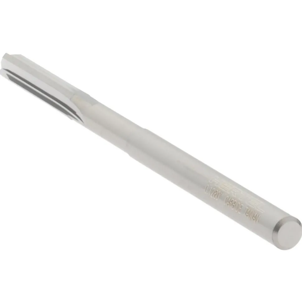 Chucking Reamer: 0.1280" Dia, 2-1/4" OAL, 5/8" Flute Length, Straight Flute, Straight-Cylindrical Shank, Solid Carbide