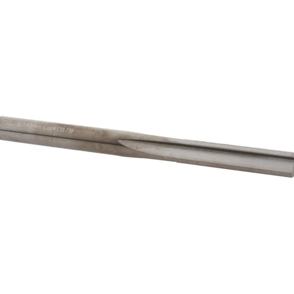 Chucking Reamer: Letter E (1/4"), 3" OAL, 1" Flute Length, Straight Flute, Straight-Cylindrical Shank, Solid Carbide