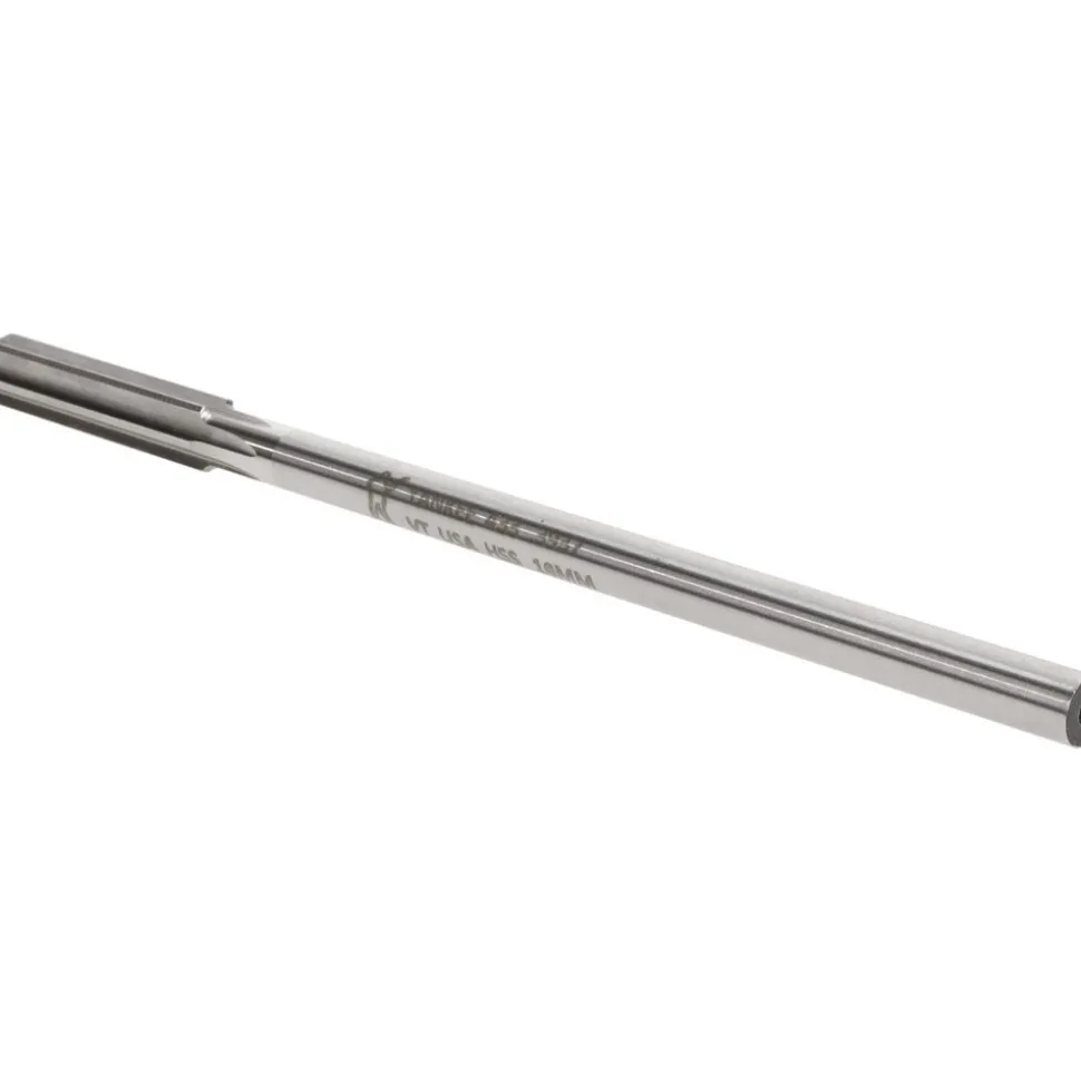 Chucking Reamer: 10.00 mm Dia, 7" OAL, 1-3/4" Flute Length, Straight Flute, Straight-Cylindrical Shank, HSS