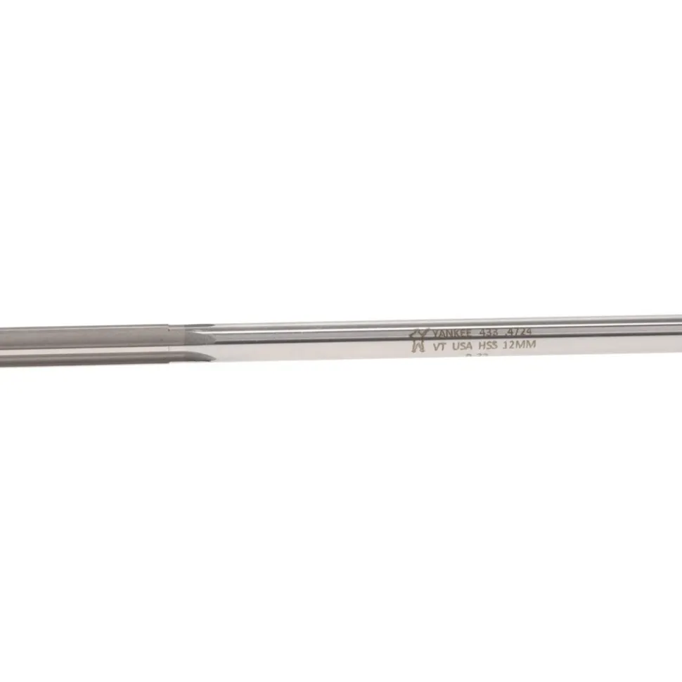 Chucking Reamer: 12.00 mm Dia, 8" OAL, 2" Flute Length, Straight Flute, Straight-Cylindrical Shank, HSS