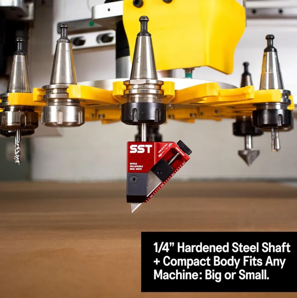 CNC Machine Components & Accessories: Type: Drag Knife; Contents: Stanley HSS Blade Included, CNC Drag Knife Body; For Use With: CNC Machines; Material: Anodized Aluminum, 6061 Aluminum