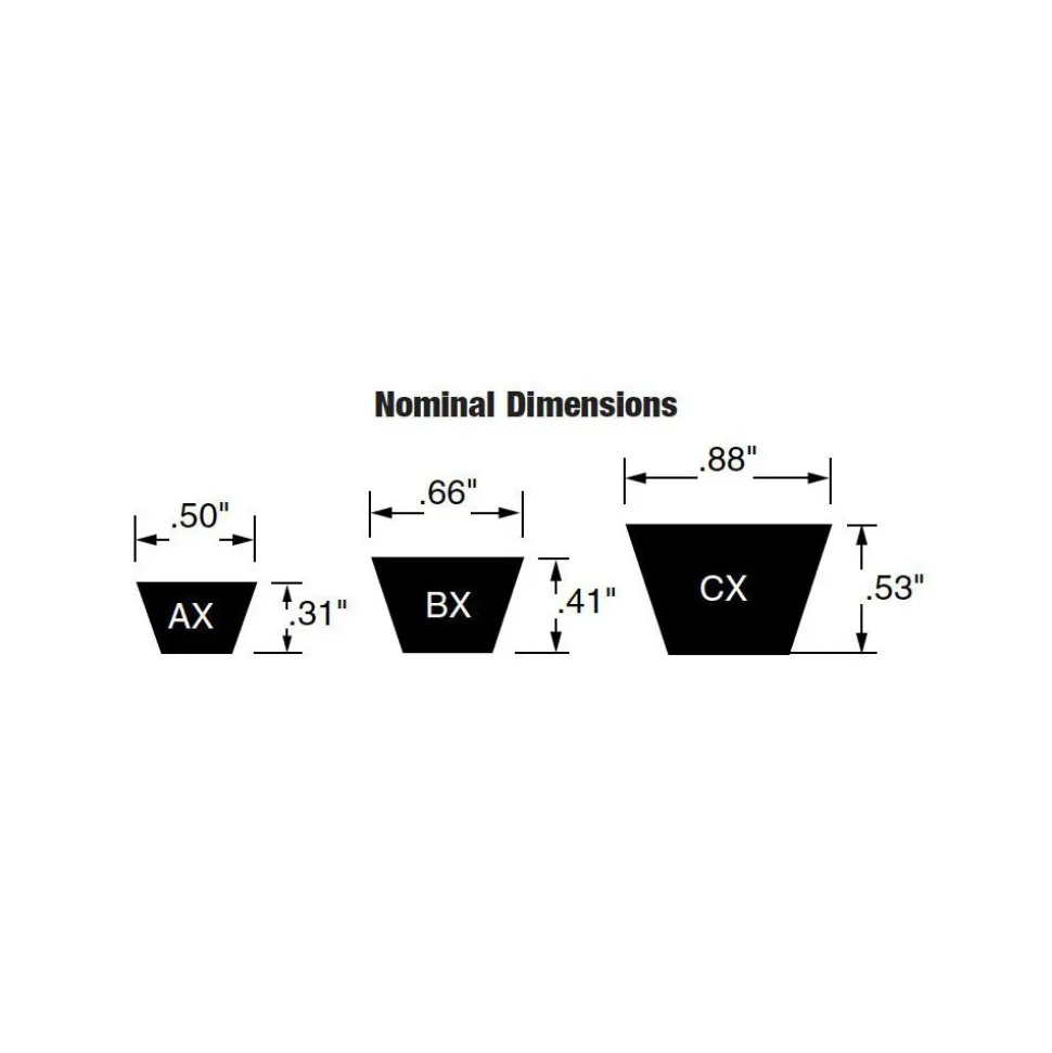 Cogged & Narrow V-Belt: Section BX, 49.0000" Outside Length, 21/32" Belt Width
