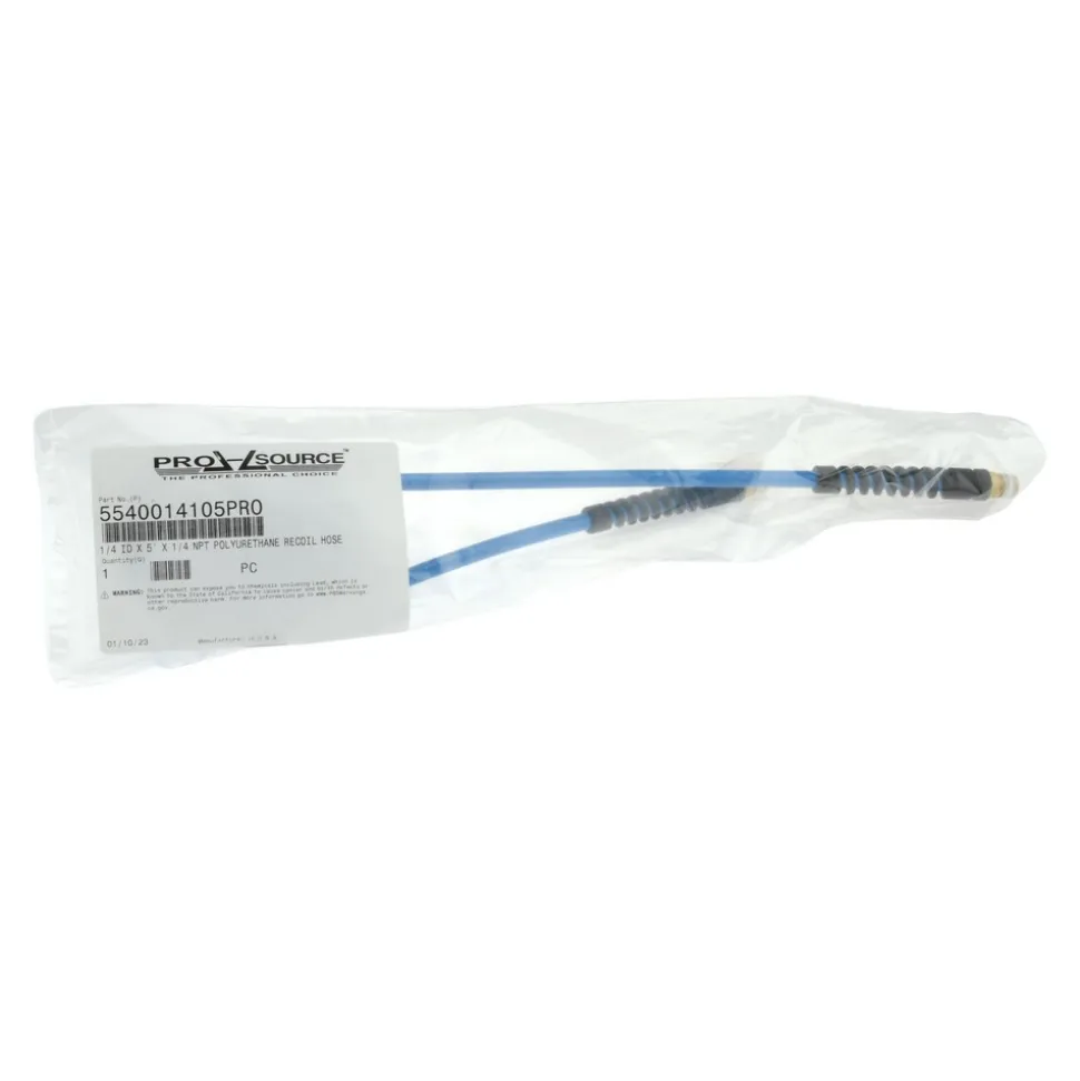 Coiled & Self Storing Hose: 1/4" ID, 5' Long, Male Swivel x Male Swivel