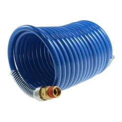 Coiled & Self Storing Hose: 1/4" ID, 12' Long, Male Swivel x Male Swivel