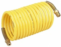 Coiled & Self Storing Hose: 3/8" ID, 12' Long, Male Rigid x Male Swivel