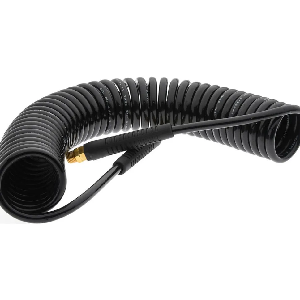 Coiled & Self Storing Hose: 1/4" ID, 25' Long, MNPT