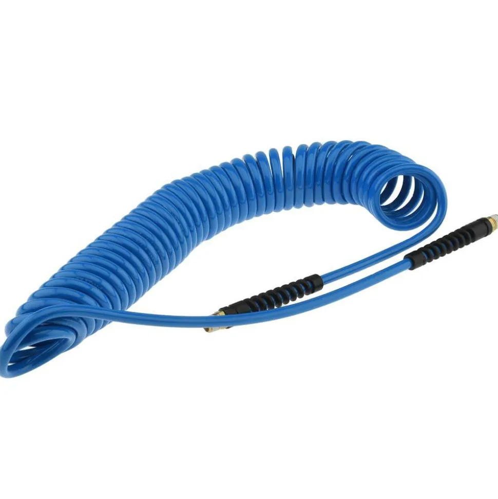 Coiled & Self Storing Hose: 1/4" ID, 25' Long, Male Swivel x Male Swivel