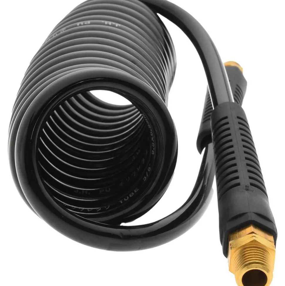 Coiled & Self Storing Hose: 1/4" ID, 10' Long, MNPT