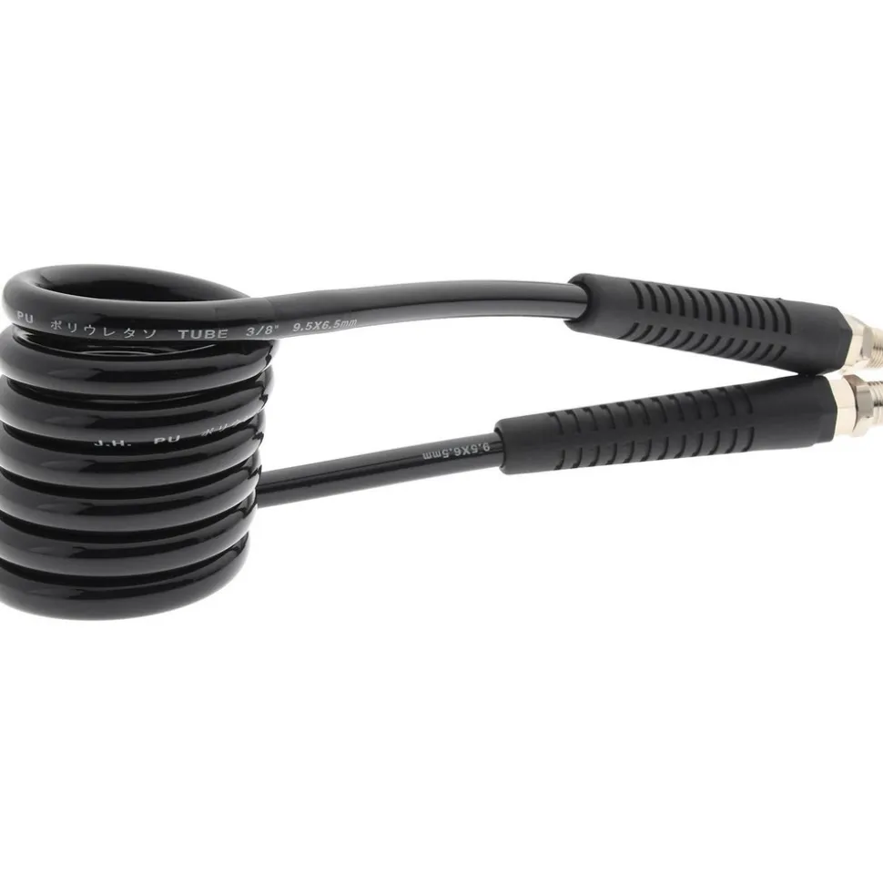 Coiled & Self Storing Hose: 1/4" ID, 5' Long, MNPT