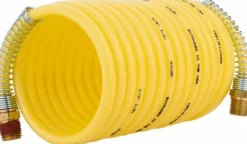 Coiled & Self Storing Hose: 1/4" ID, 12' Long, Male Rigid x Male Swivel