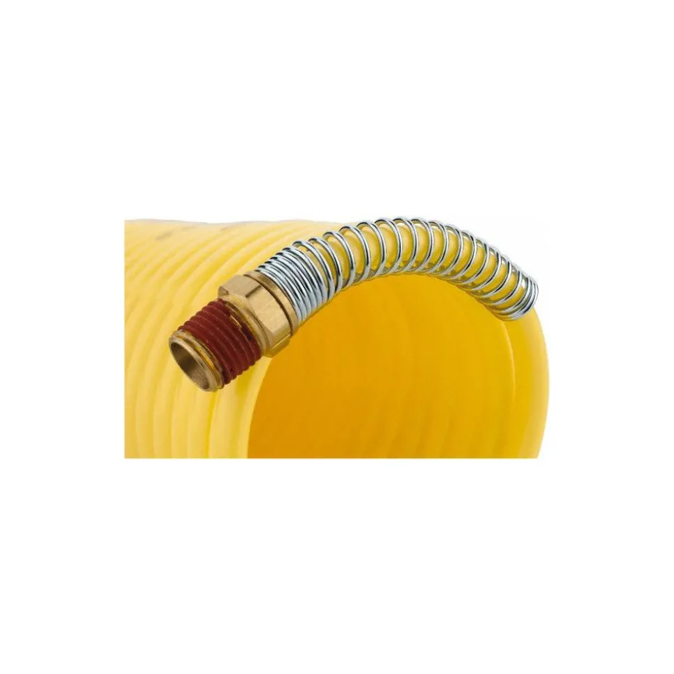 Coiled & Self Storing Hose: 1/4" ID, 25' Long, Male Rigid x Male Swivel