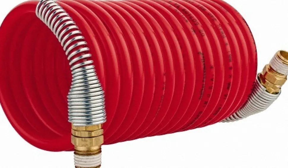 Coiled & Self Storing Hose: 1/4" ID, 12' Long, Male Swivel x Male Swivel