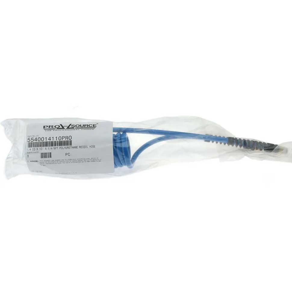 Coiled & Self Storing Hose: 1/4" ID, 10' Long, Male Swivel x Male Swivel