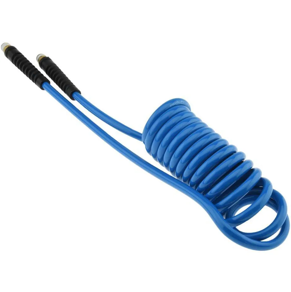 Coiled & Self Storing Hose: 1/4" ID, 10' Long, Male Swivel x Male Swivel