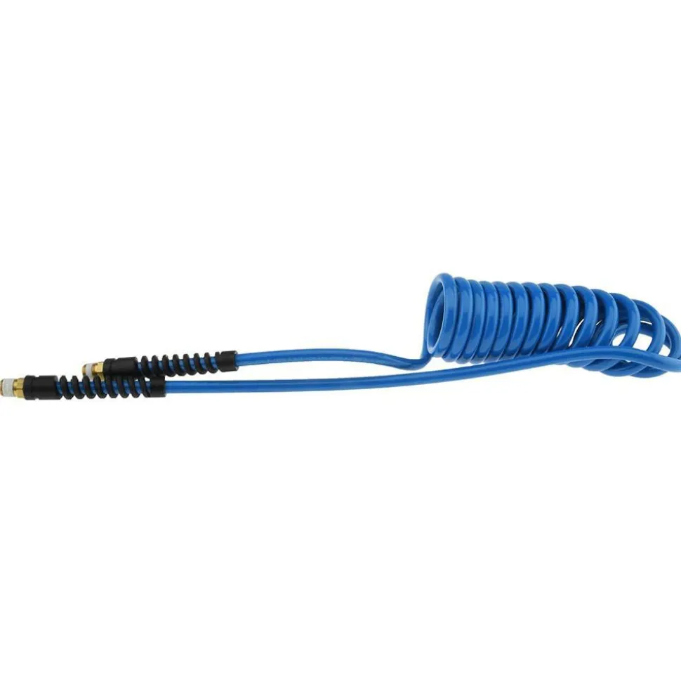 Coiled & Self Storing Hose: 1/4" ID, 10' Long, Male Swivel x Male Swivel