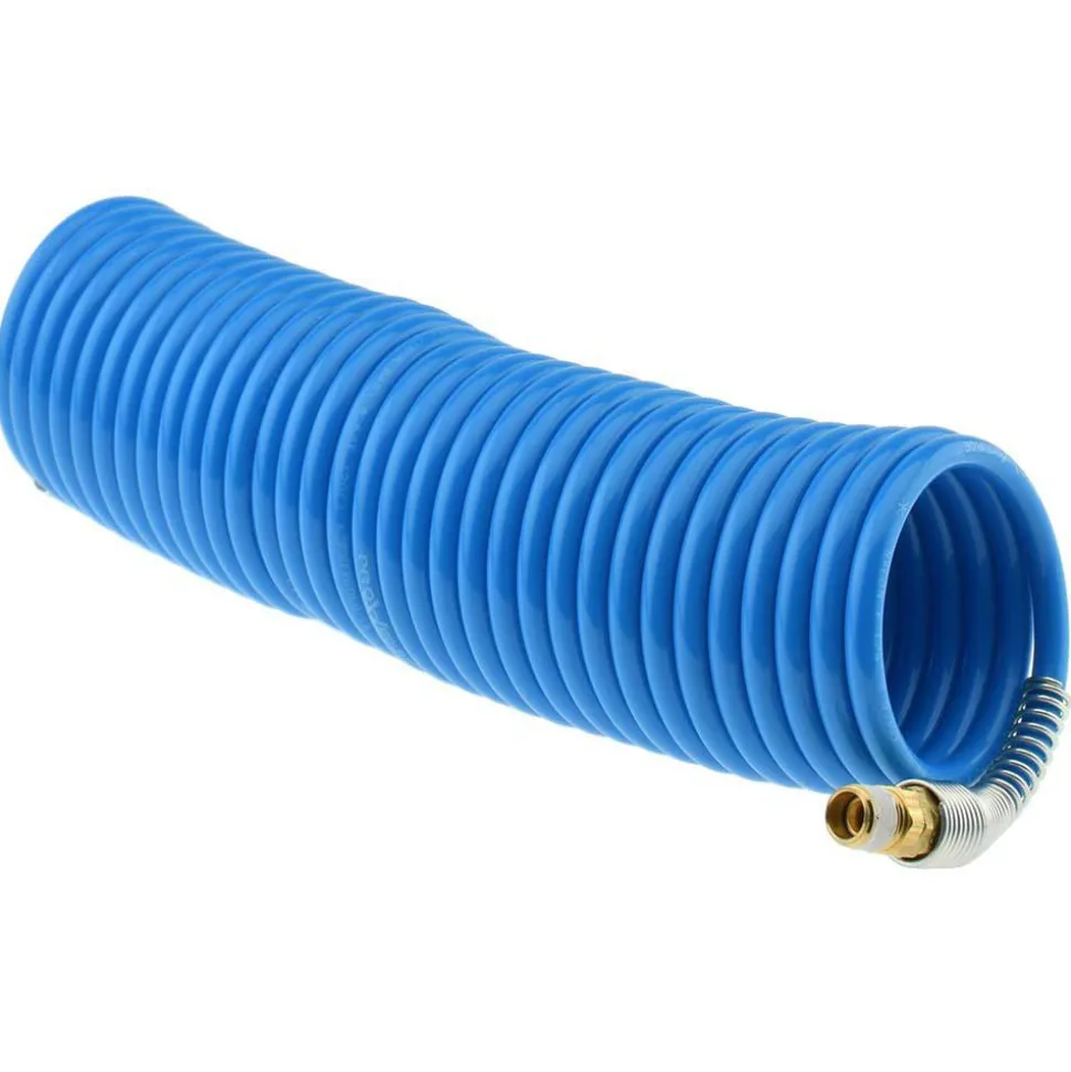 Coiled & Self Storing Hose: 1/4" ID, 25' Long, Male Swivel x Male Swivel