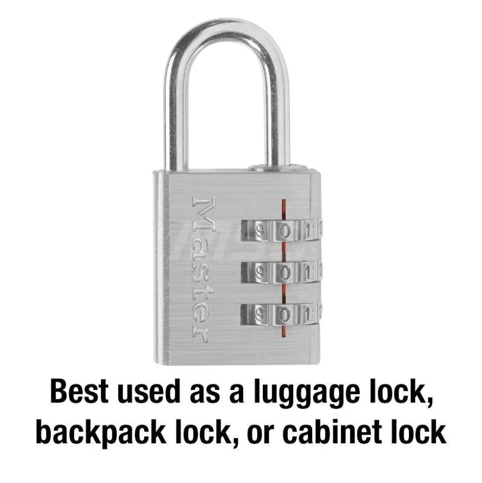 Combination Lock: Die-Cast Zinc, 1-3/16" Wide, Nickel-Plated