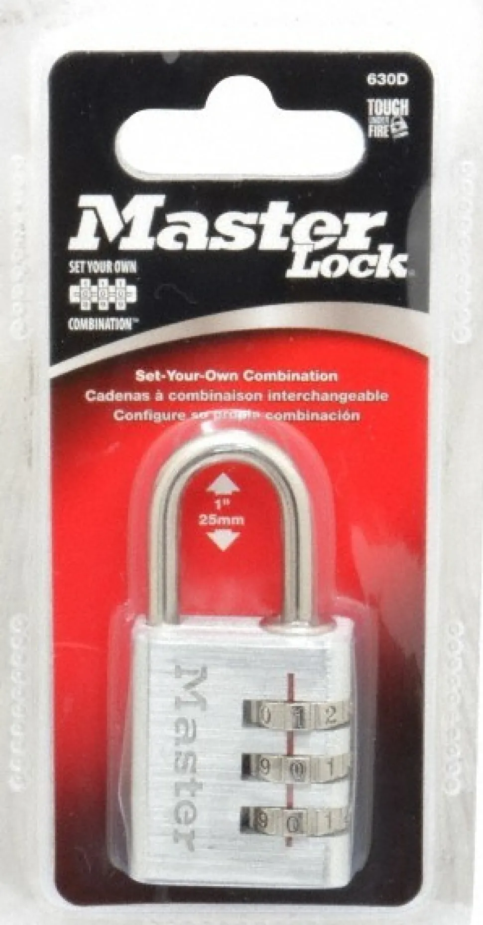 Combination Lock: Die-Cast Zinc, 1-3/16" Wide, Nickel-Plated