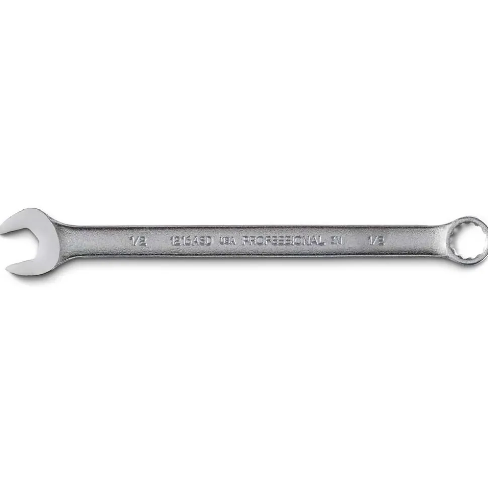 Combination Wrench: 1/2" Head Size, 15 deg Offset
