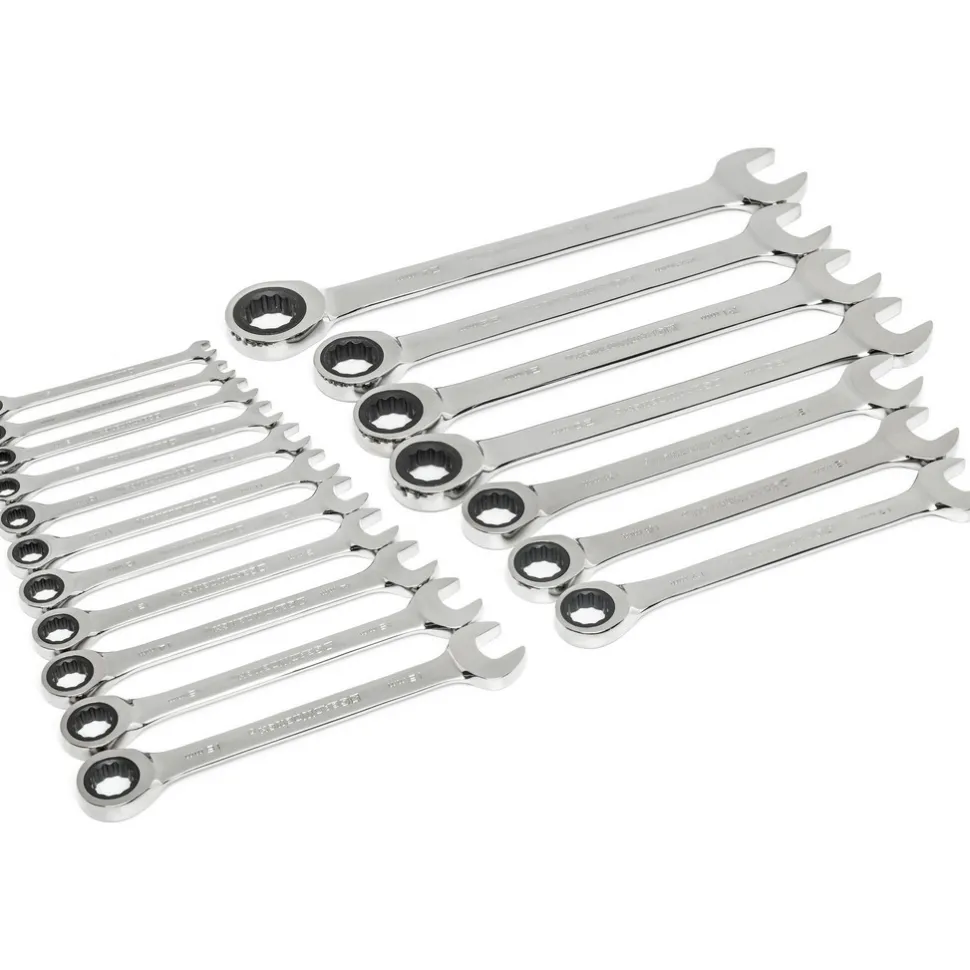 Combination Wrench Set: 18 Pc, 6 to 24 mm Wrench, Metric