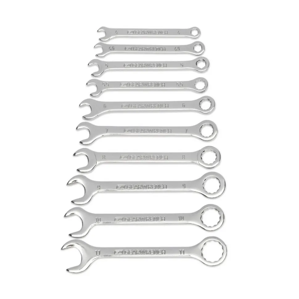 Combination Wrench Set: 10 Pc, 4 to 11 mm Wrench, Metric