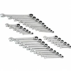 Combination Wrench Set: 32 Pc, 1/2 to 9/16" Wrench, Inch & Metric