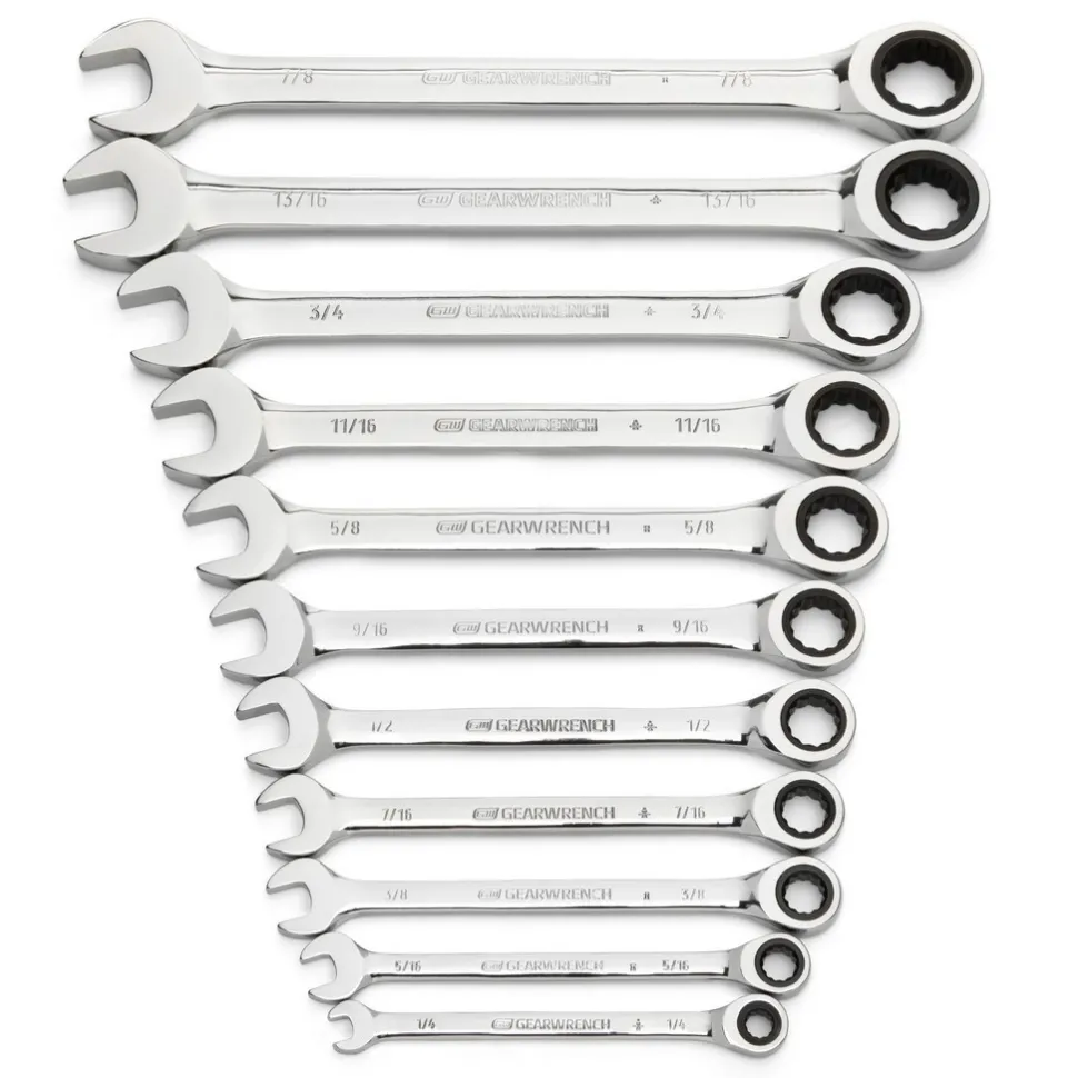 Combination Wrench Set: 13 Pc, 1/4 to 1" Wrench, Inch