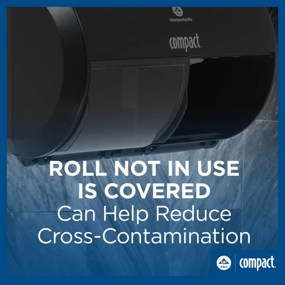 Compact 2-Roll Side-By-Side Coreless High-Capacity Toilet Paper Dispenser, Black