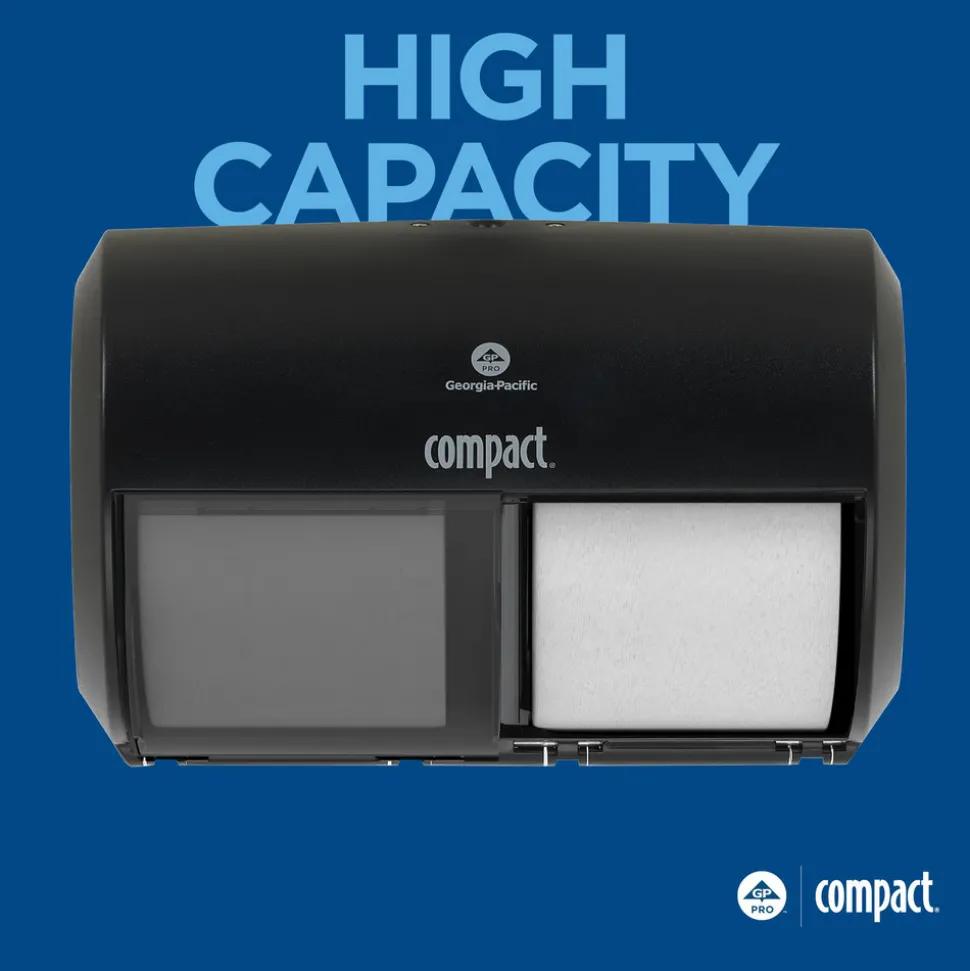 Compact 2-Roll Side-By-Side Coreless High-Capacity Toilet Paper Dispenser, Black