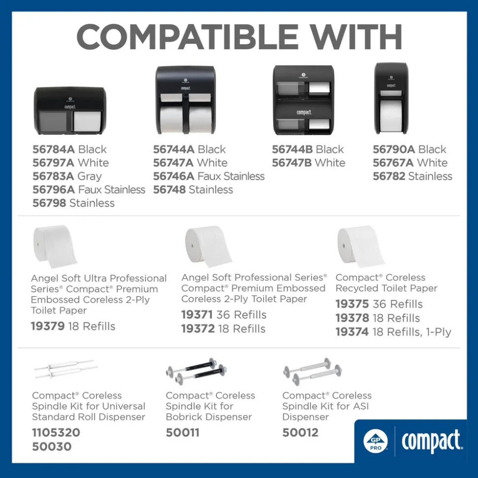 Compact 2-Roll Side-By-Side Coreless High-Capacity Toilet Paper Dispenser, Black