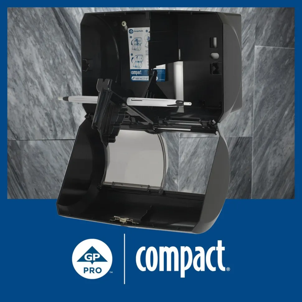 Compact 2-Roll Side-By-Side Coreless High-Capacity Toilet Paper Dispenser, Black