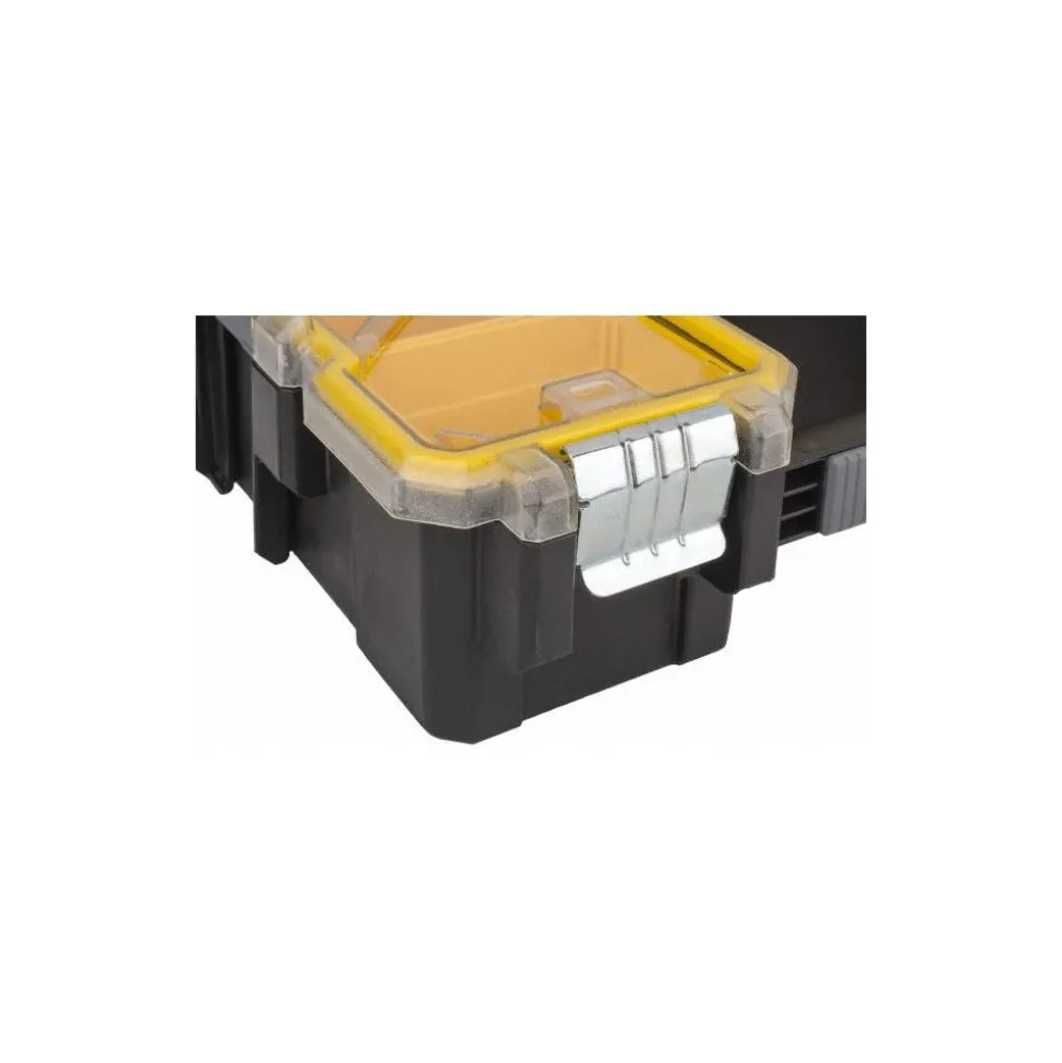 10 Compartment Clear, Black, Yellow Small Parts Deep Storage Box