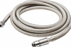 1/4" Compression Inlet, 1/4" Compression Outlet, Stainless Steel Icemaker Connector