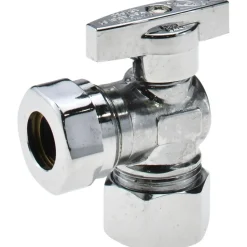 Compression 5/8 Inlet, 125 Max psi, Chrome Finish, Brass Water Supply Stop Valve