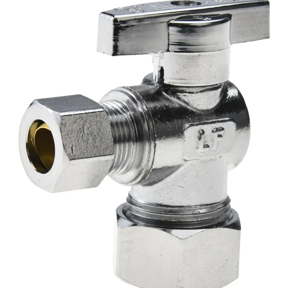 Compression 5/8 Inlet, 125 Max psi, Chrome Finish, Brass Water Supply Stop Valve