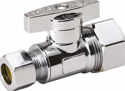 Compression 5/8 Inlet, 125 Max psi, Chrome Finish, Brass Water Supply Stop Valve