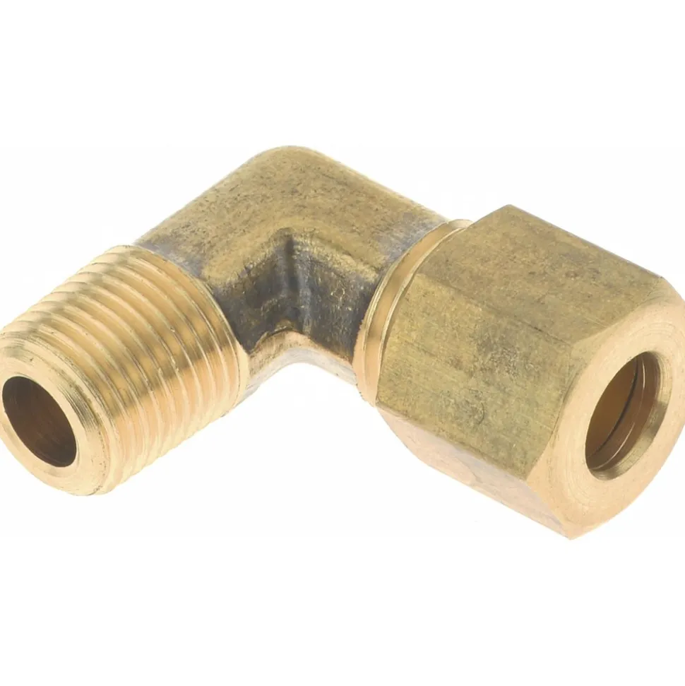Compression Tube Male Elbow: 7/16-24, 1/4" Tube OD, Compression x MNPT