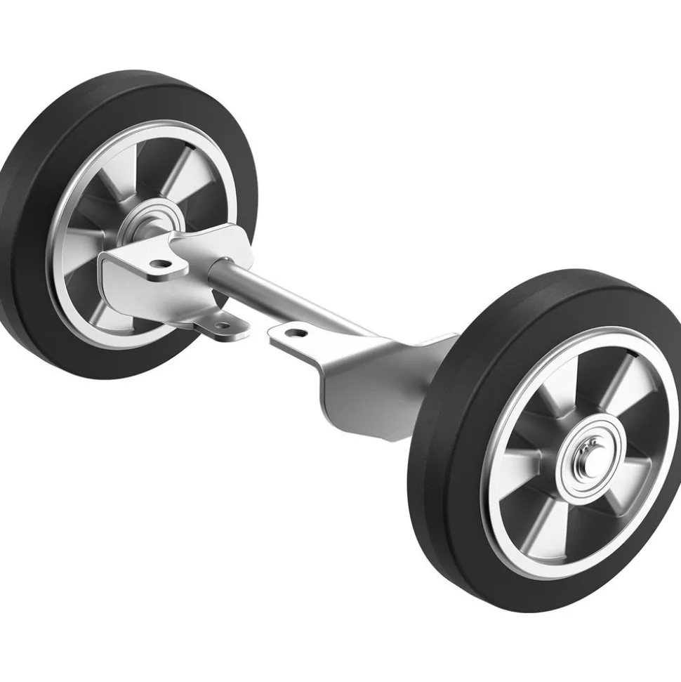 Concrete Tools: Includes: (1) Wheel and Axle Set, (2) Mounting Brackets, (4) Extended Bolts for Mounting Brackets; Material: Steel Alloy, Heavy-Duty Rubber; Tool Type: Rammer Kit