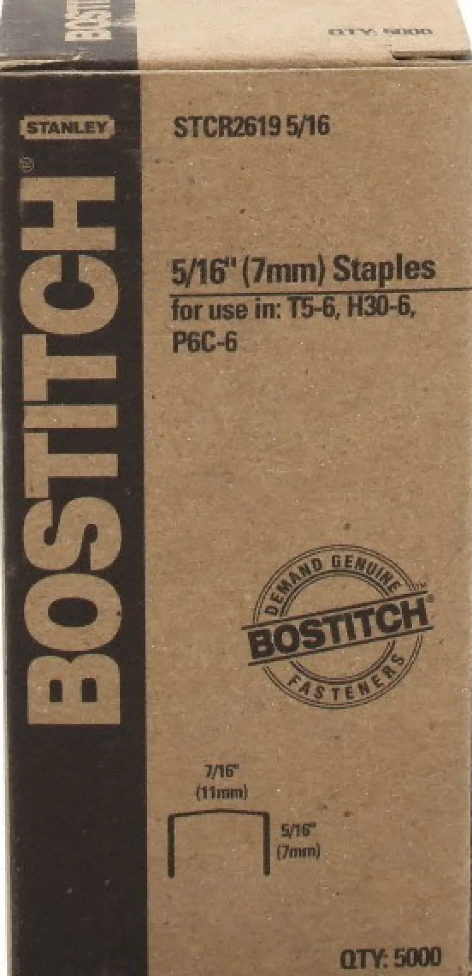 Construction Staple: 7/16" Wide, 1/4" Long, 24 Gauge