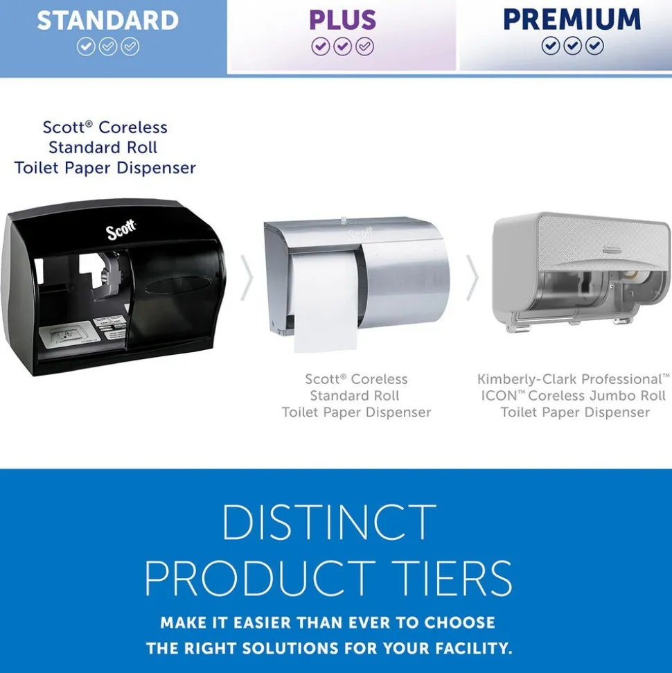 Coreless Standard Roll Toilet Paper Dispenser, 2 Roll Capacity, Black, 11.0" x 7.63" x 6.0"