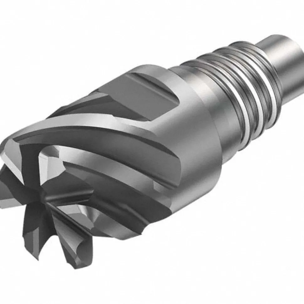 Corner Chamfer End Mill Head: 0.6299" Dia, 45 °, 6 Flute