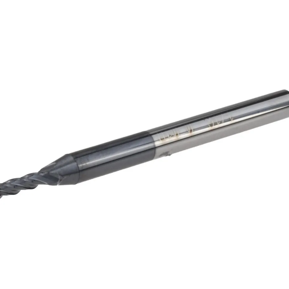 Corner Radius End Mill: 1/16" Dia, 3/16" LOC, 0.0100" Corner Radius, 4 Flute, Solid Carbide
