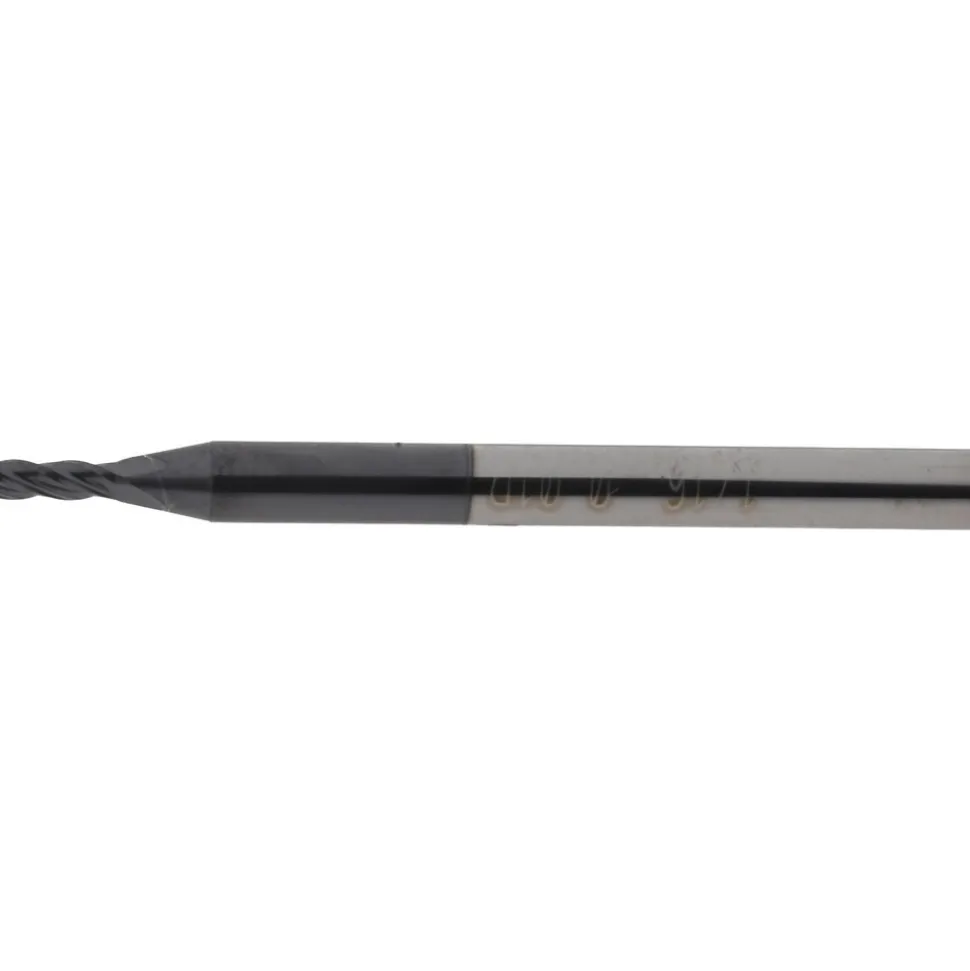 Corner Radius End Mill: 1/16" Dia, 3/16" LOC, 0.0100" Corner Radius, 4 Flute, Solid Carbide