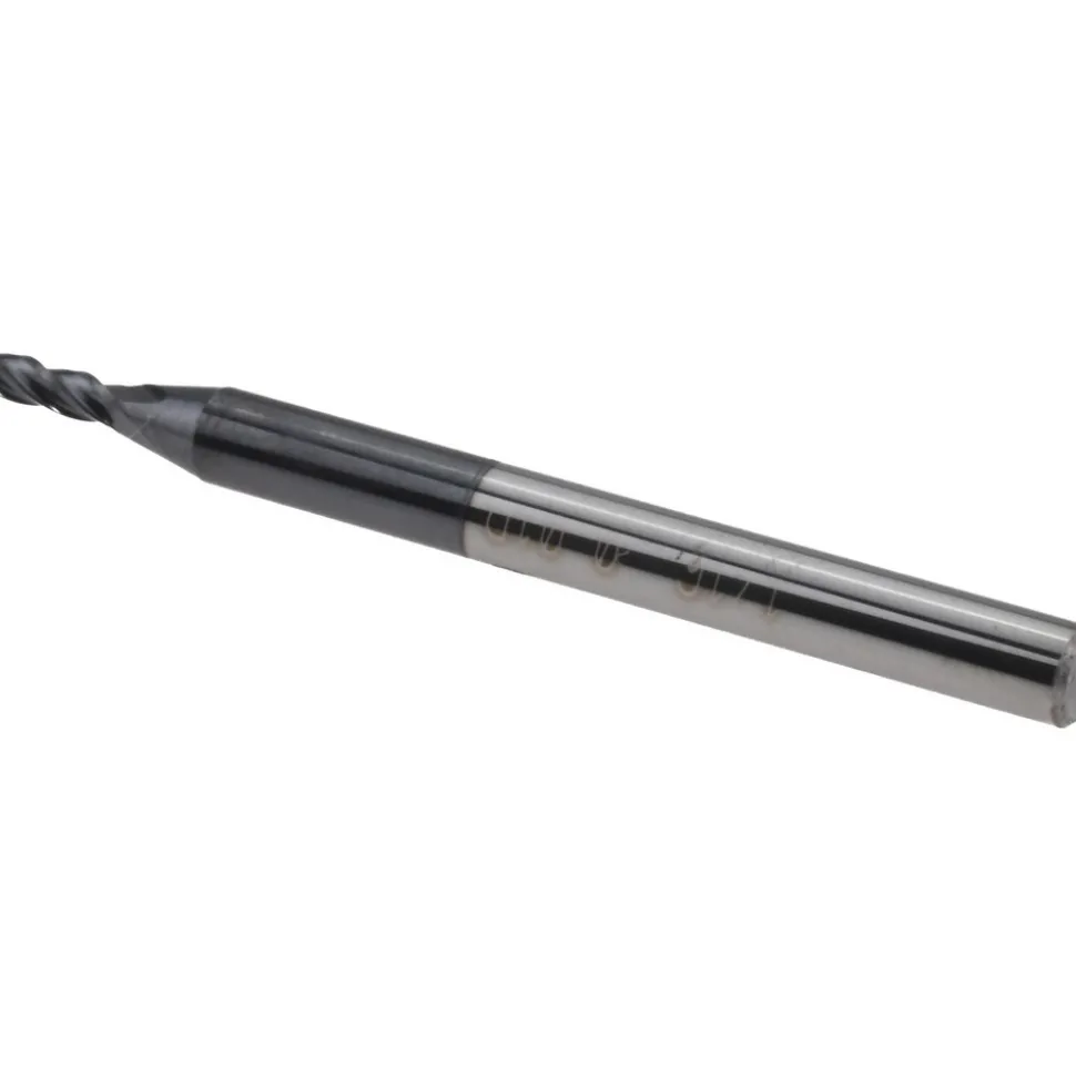 Corner Radius End Mill: 1/16" Dia, 3/16" LOC, 0.0100" Corner Radius, 4 Flute, Solid Carbide
