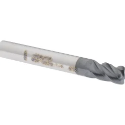 Corner Radius End Mill: 1/4" Dia, 3/8" LOC, 0.0300" Corner Radius, 4 Flute, Solid Carbide